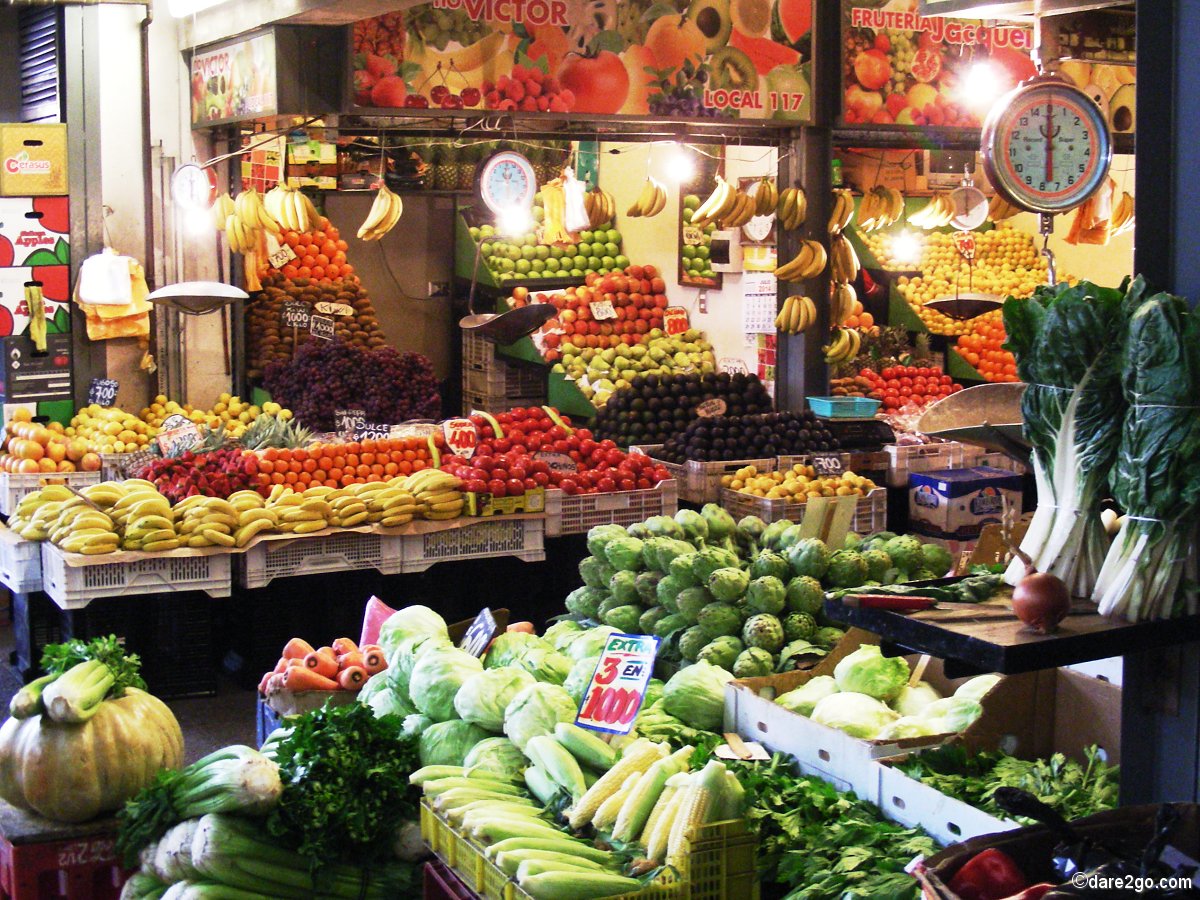 A colourful display of fresh and cheap vegetables at the market