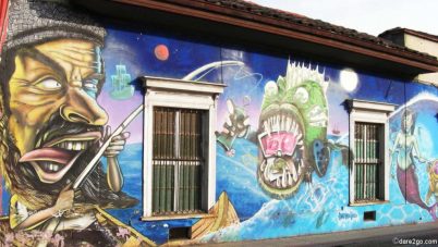 Santiago-Barrio-Brasil streetart: full maritime wall picture
