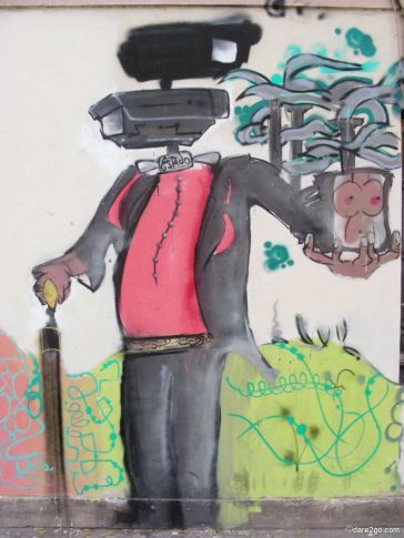 Santiago-Barrio-Brasil streetart: digital surveillance man