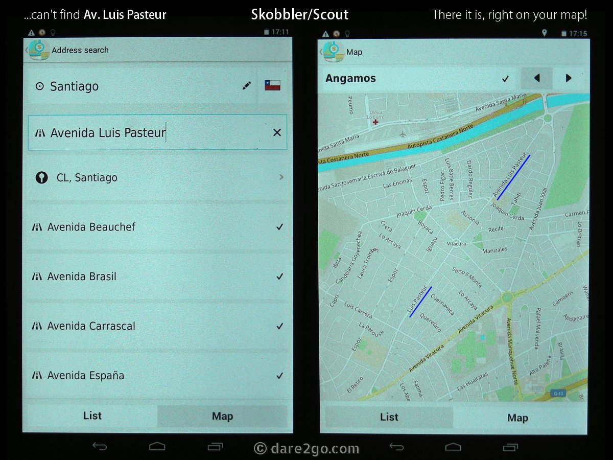 GPS Review: Skobbler failing to find street