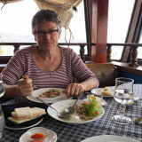 Yasha enjoy fresh Ceviche for her birthday