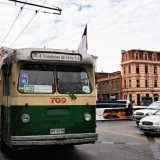 Valparaiso, Chile: an old electric trolley circles the city