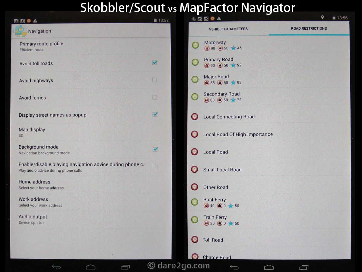Settings options to influence routing