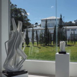 Pablo Atchugarry: smaller sculptures on display for sale. His workshop studio can be seen in the background.