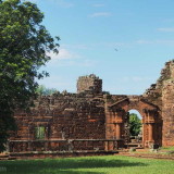 Jesuit Mission of San Ignacio: courtyard, around which were the monks' quarters, school, and common rooms. In the back a side entrance to the church.