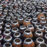 Mate cups and more traditional mate cups, made from gourds.