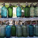 San Telmo market: a stall selling beautiful old soda syphons.