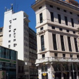 Buenos Aires: diagonal streets make for interesting corner architecture, like here on Av. Peña