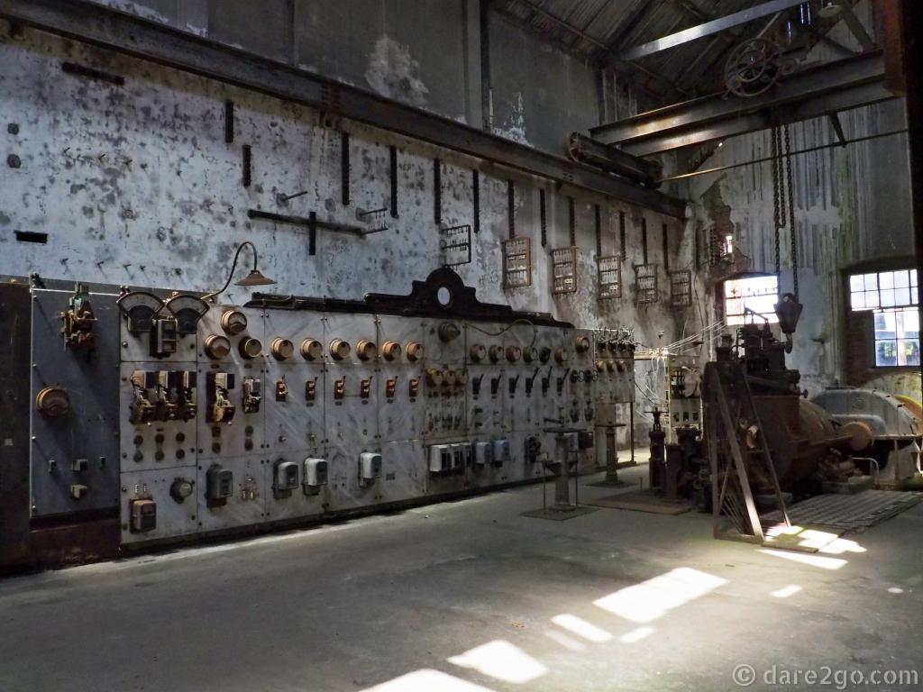 The old power control room of the Fray Bentos industrial complex. Marble panels were used for all fronts as marble doesn't conduct electricity.