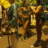 Carnival in Montevideo: chatting in the staging area, on the left a Gramillero