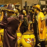 Carnival in Montevideo: drummers in the staging area