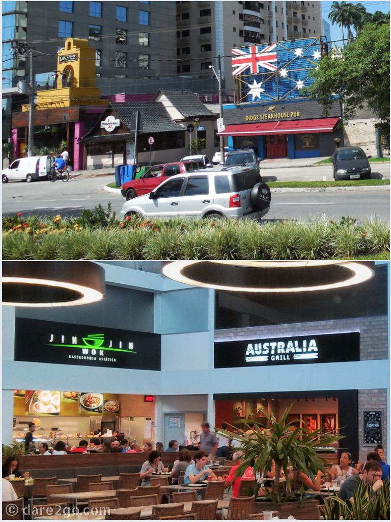 Floripa: international restaurants, like these Australian themed, can be found in the city centre of Florianópolis