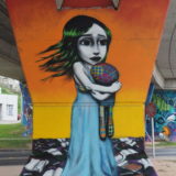 Another close-up of one of the overpass supports - looking towards the street art wall in the background.