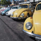 A whole row of 'friendly Beetle faces' (of different vintages) at the Classic Car Meeting in Teresópolis.