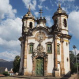 The facade of Igreja São Francisco de Assis in Ouro Preto. Notice that you can see another church in the background – they all are this close together.