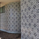 The back wall of the museum building in Belo Horizonte (an Oscar Niemeyer design) is covered in tiles very reminiscent of the typical blue and white Portuguese tiles.