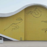 A tile design by Oscar Niemeyer on the 'Teatro Popular' in Niteroi.