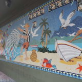 This stunning tile mural adorns the entrance of a government building in Florianópolis.