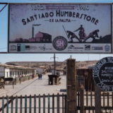 The entrance gate to the Humberstone World Heritage site near Iquique in Chile's Atacama Desert
