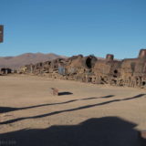 The train cemetery, outside of Uyuni, is a popular stop for every tourist group. We camped in front and I was lucky to find a small window in the afternoon without tourists climbing all over the old steam train wrecks.