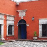 The courtyard of Casa del Moral in Arequipa is painted in the same striking colour scheme as the Santa Catalina convent.