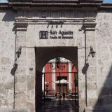 One of the many beautiful, sillar stone framed entrances in Arequipa; this one is of a hotel.