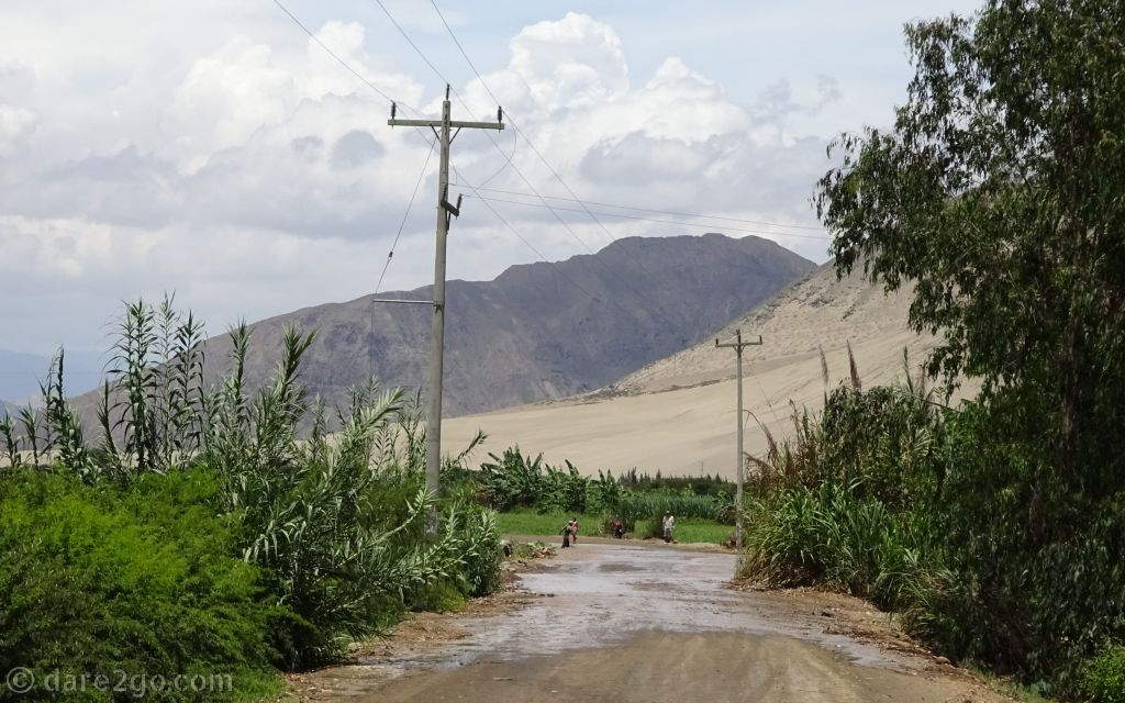 This is the road we tried to use on our second attempt to reach The Sacred City of Caral-Supe. The river had completely flooded it.