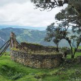The remains of one of over 400 round buildings which are part of the ruins of Kuélap. The view from the site is amazing - in all directions.