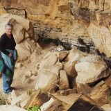 When we reached the bottom and were walking around to the viewpoint, we came upon this pile of human bones on a rock. I guess they were once inside the broken sarcophagus.