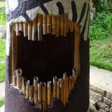 After we visited Kuelap, we also stopped at the Leymabamba Museum, which had this reconstruction of the Karajia sarcophagi on show. The opening in the back shows a framework of bamboo covered with a clay and grass mix.