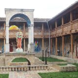 Santuario de la Virgen del Rosario: inside an enclosed courtyard there are carved balconies, stained glass and of course mosaic.