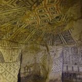 National Archaeological Park of Tierradentro: note the carved faces adorning the pilasters. In this one the paintwork is very well-preserved.