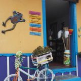 Filandia: it's not enough to paint the buildings in bright colours - they also decorate the shop fronts in creative and attractive ways.