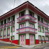 Filandia: even new buildings stick to the original style in the small towns of Colombia's coffee region.