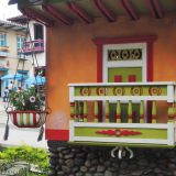 Santuario: as decoration in the main plaza, they've put a replica of their intricate balconies.