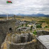 World Heritage Listed castles in Wales: a commanding view from the top of Harlech castle across the country side.