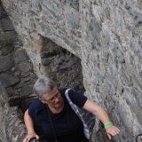 World Heritage Listed castles in Wales: the stairs up onto the wall of Harlech castle are very narrow - easy to defend.