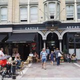 Cardiff: the entrance to the Castle Arcade, one of the many beautiful arcades you can wander through in the centre of the capital city of Wales.