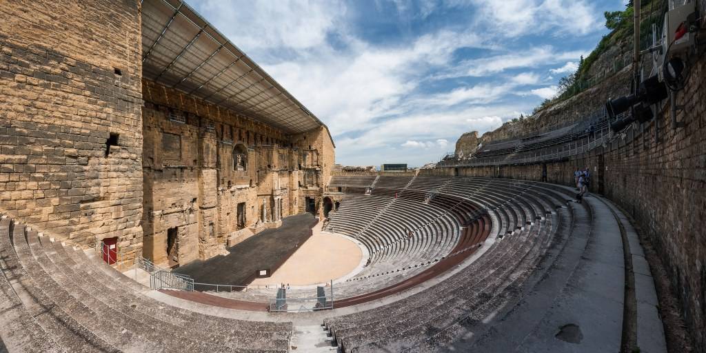 This impressive photo of the Théâtre Antique in Orange isn't mine. When we visited, the entire back wall of the stage was covered in scaffolding.