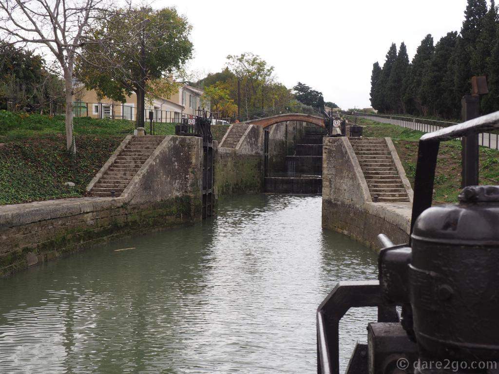 The Fonserannes locks on the World Heritage listed Midi canal, just outside the city of Beziers: an impressive staircase for boats going up or down.