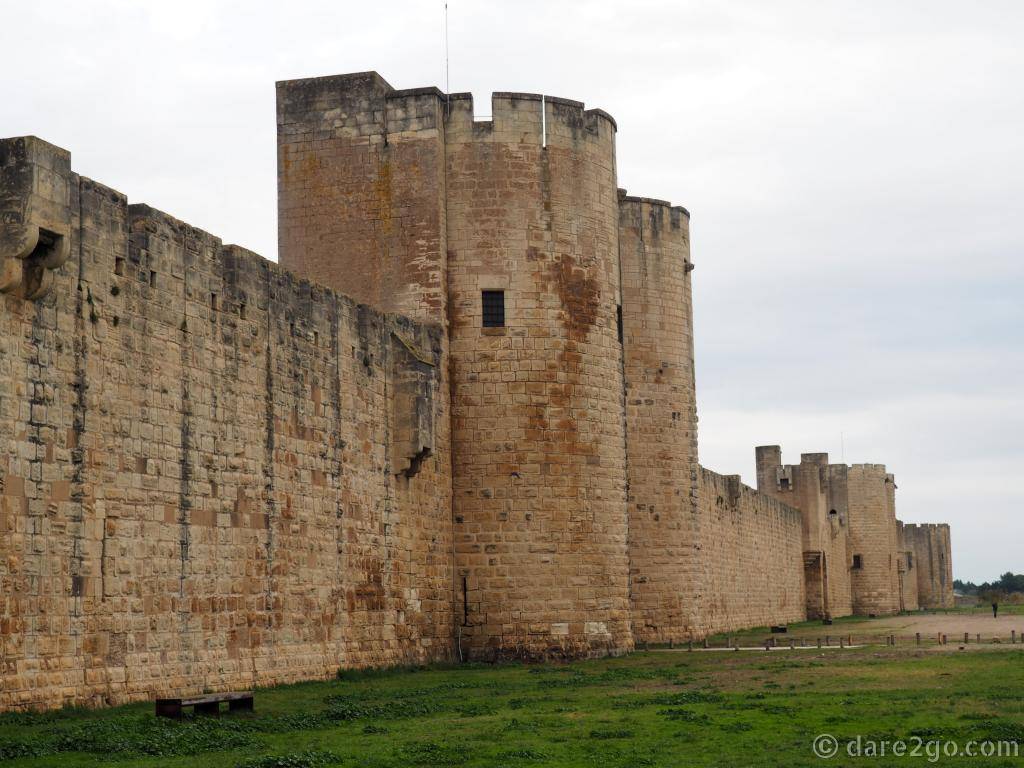 The mediaeval walls of Aigues Mortes are still impressive.