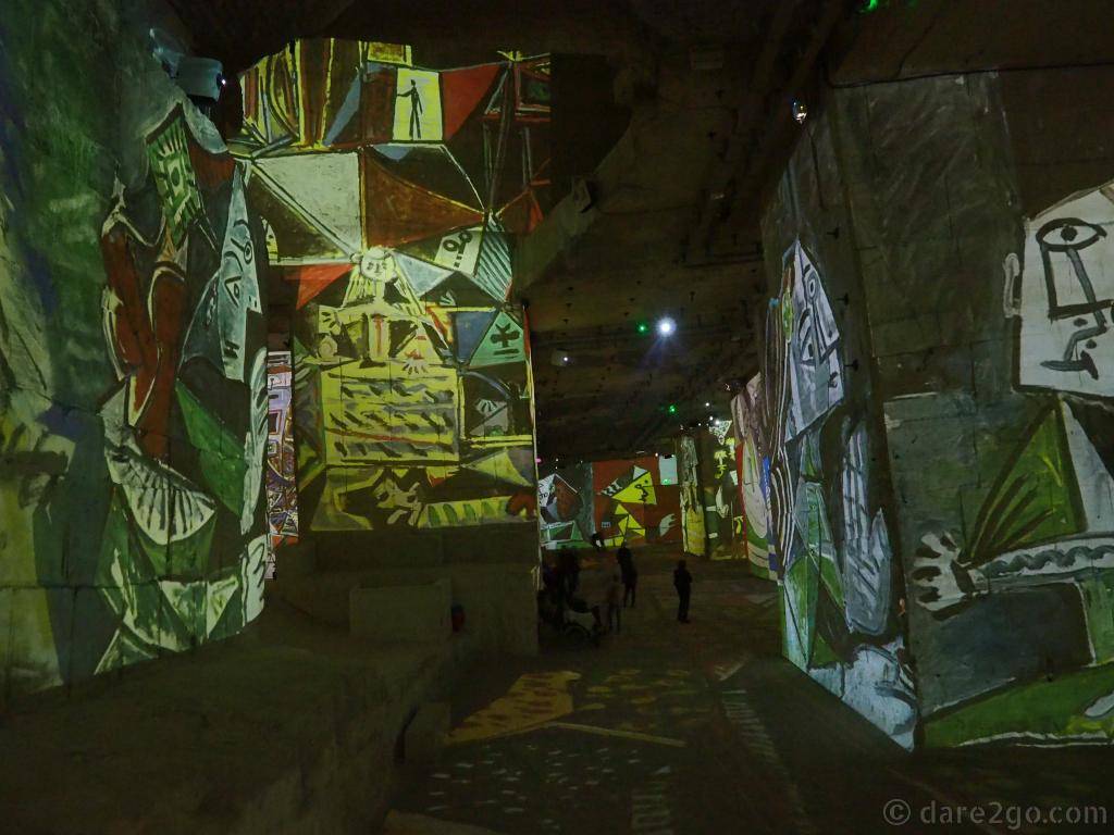 Picasso and the Spanish masters at Carrieres de Lumieres in Les Baux. This is the same section of the old quarry as shown in the first picture.