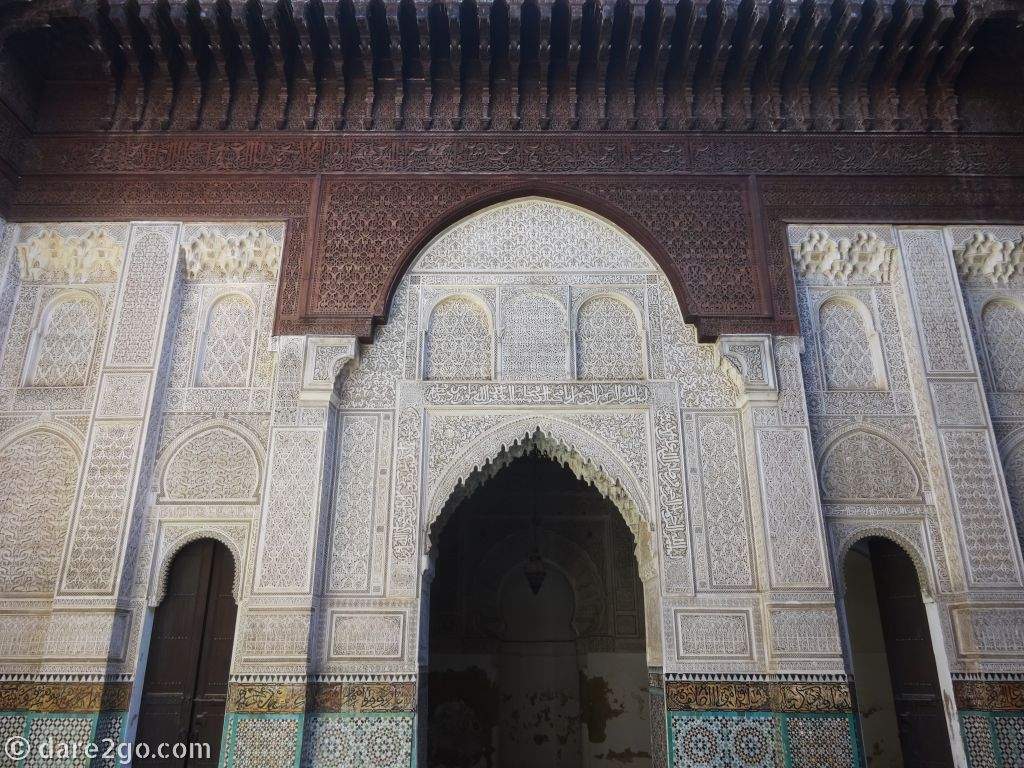 We managed to visit the World Heritage listed Historic Centre of Meknes, whilst waiting for something to happen after our accident. This is the very impressive Bou Inanaia Madrasa - Koran School.