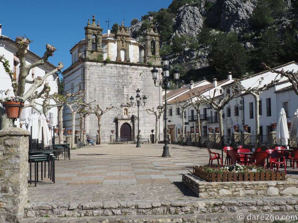 Plaza de Espana: the social hub of Grazalema, watched over by the Iglesia de la Aurora.