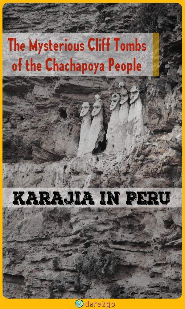 Our PINTEREST image in b&w, which shows one of the tombs at Karajia - with text overlay.