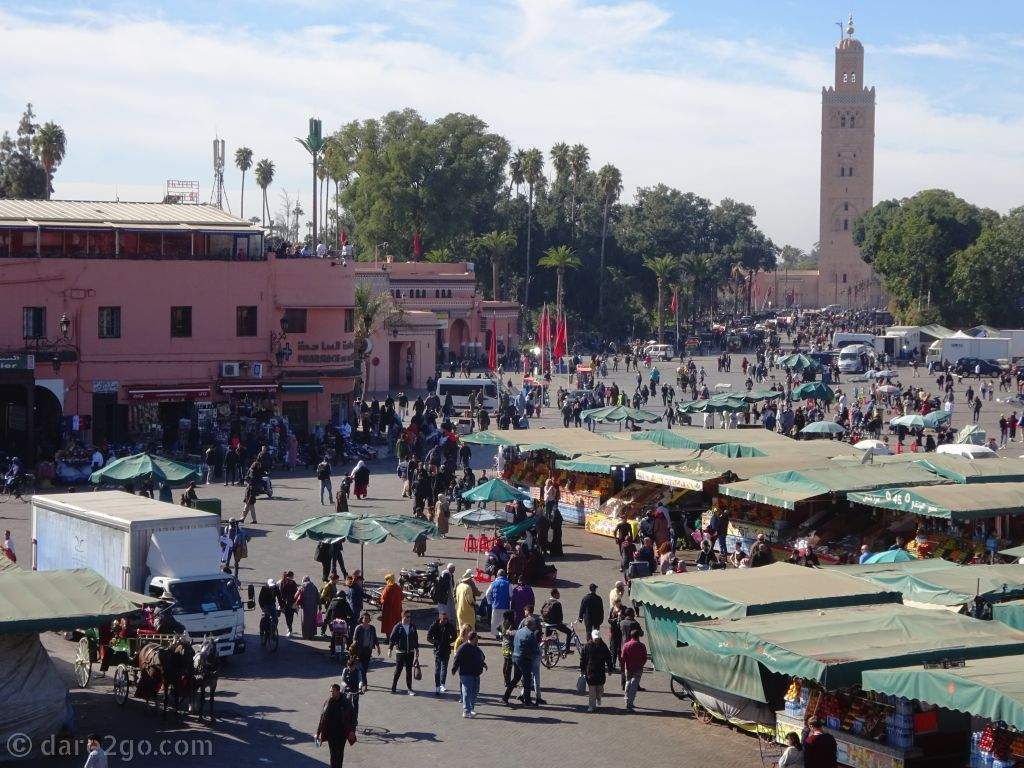 The busy Jemaa el Fnaa square in Marrakesh.