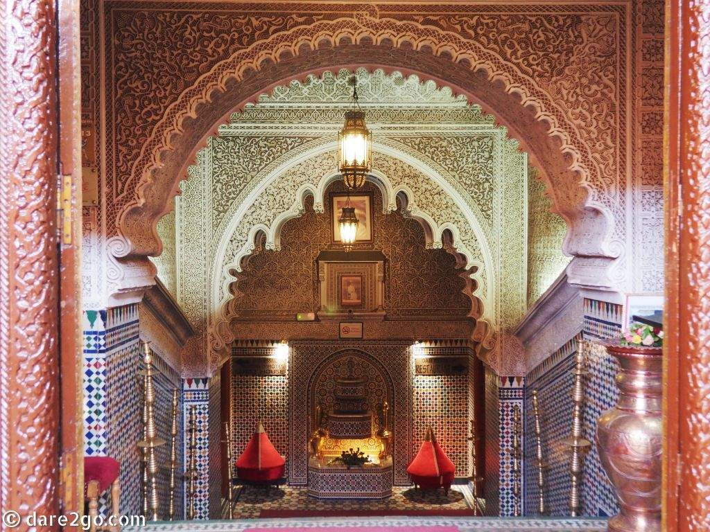 The impressive entrance of an upmarket Riad (guesthouse) in Marrakesh.