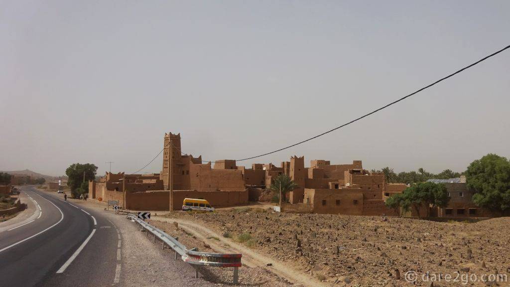 An old mud house village (a kasbah) north of Zagora in the far east of Morocco.