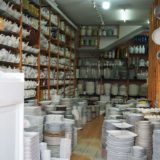 A shop full of white porcelain ware.