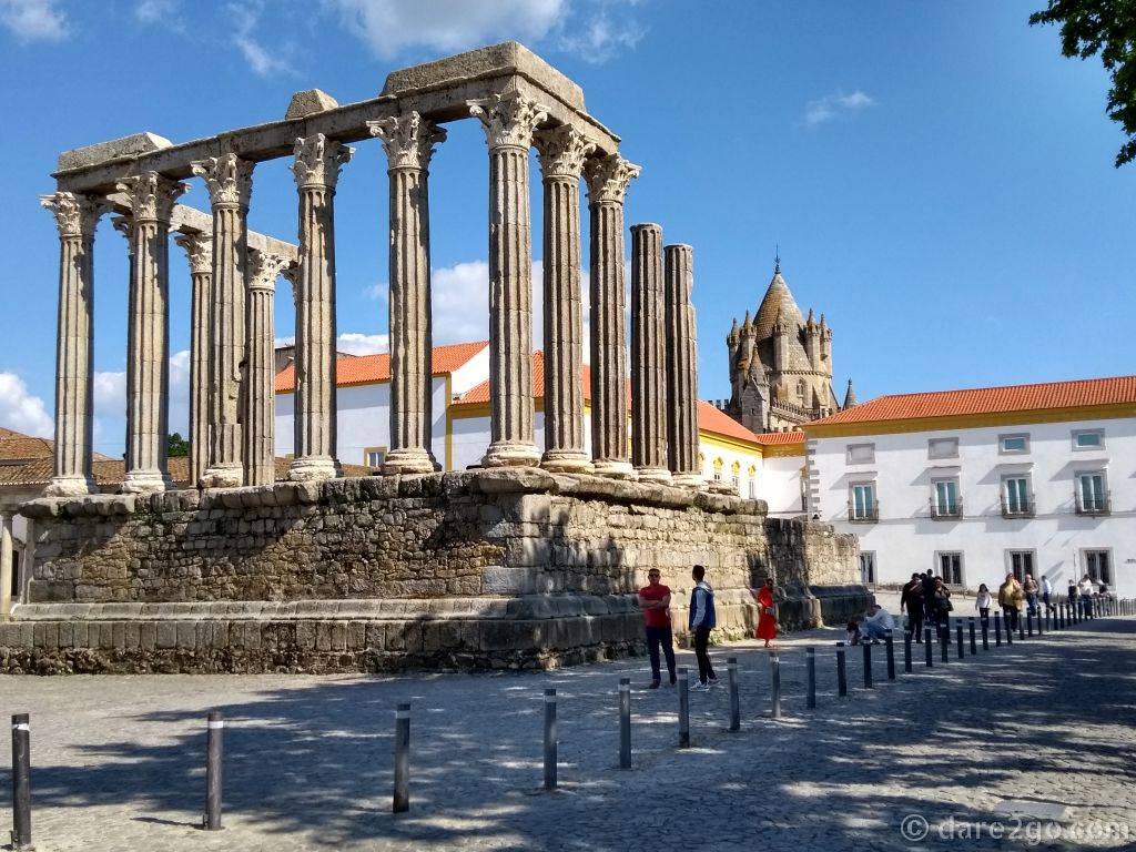 The ruins of the Roman Temple in Evora